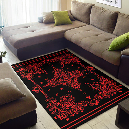 Area Rug Two - Red on Black