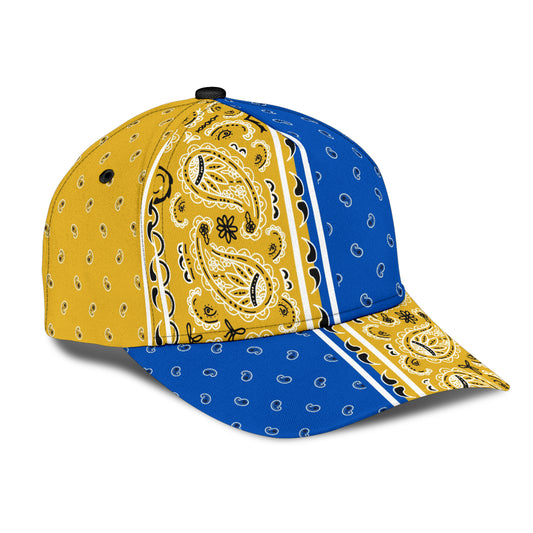 Classic Cap - Bandana Style Cobalt Gold Panels