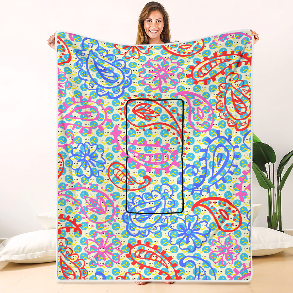 Pillow Blanket - ColorFul Paisley and Dots