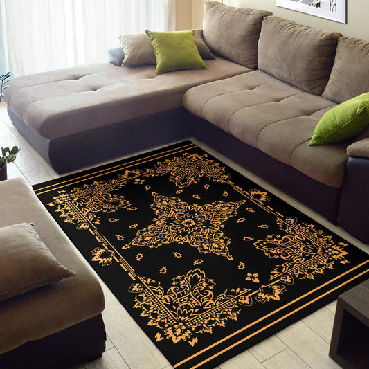 Area Rug Two - Peach on Black
