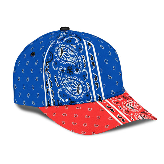 Classic Cap - Cobalt Bandana Style w Red Bill