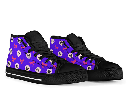 High Top Sneakers - Skulls and Bows Purple