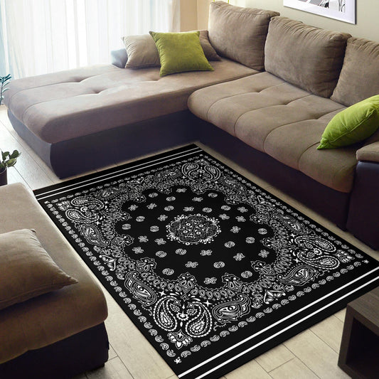 Area Rug One - White on Black