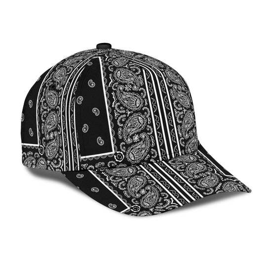 Classic Cap - 6 Square White on Black