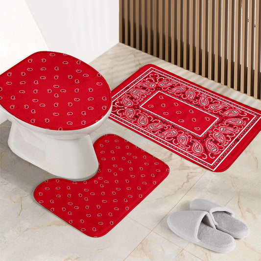 Bathroom Set - Red Bandana 3 Pieces