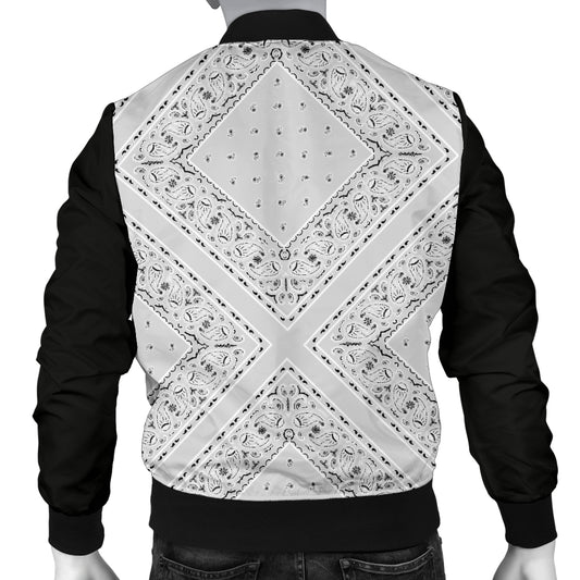 Men's Light Gray X Bandana Bomber Jacket