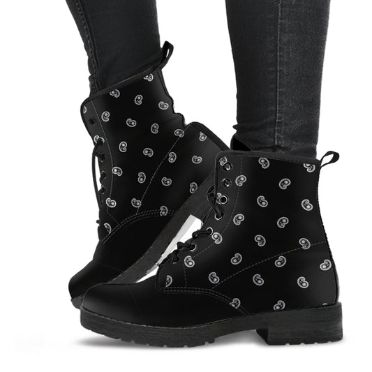 Men's Leather Bandana Boots - Black on Black