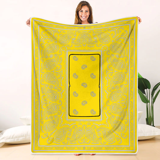 Pillow Blanket - Traditional Yellow and White