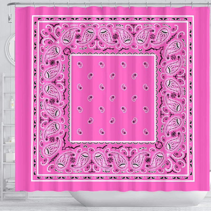 Shower Curtain - Bright Pink Classic Bandana