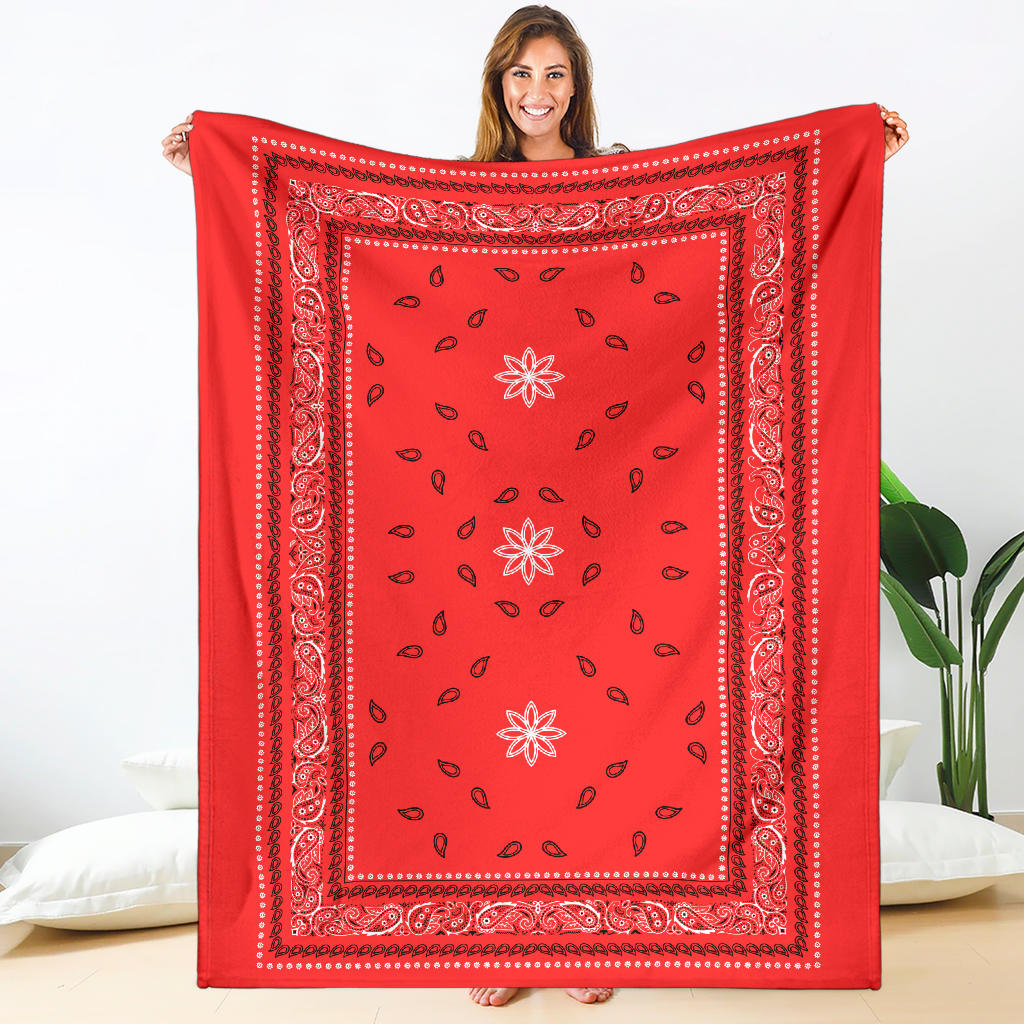 Ultra Plush 4 Traditional Red Bandana Throw Blanket