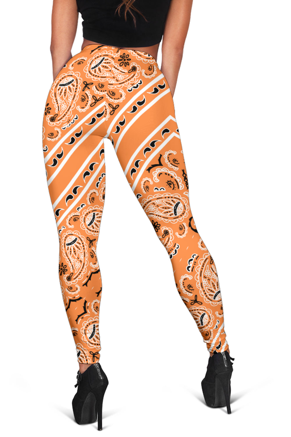 Women's Leggings - Lt. Orange Total Bandana