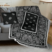 Pillow Blanket - Traditional Black and White
