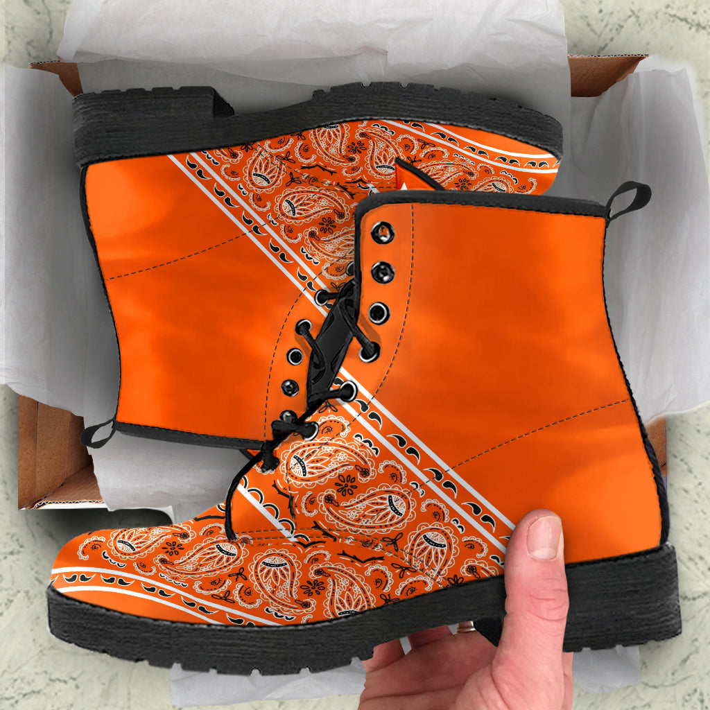 Flying V Leather Bandana Boot - Brt Orange