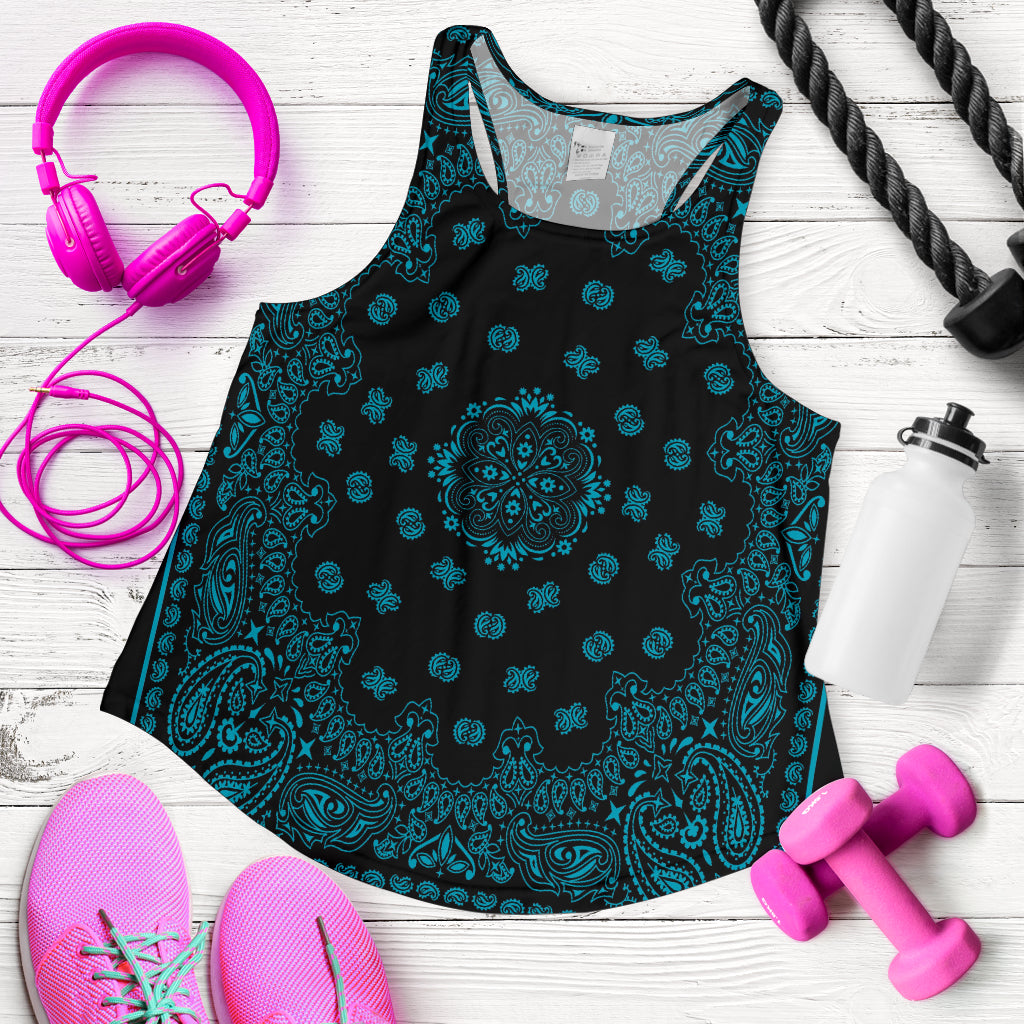 Women's Racerback Tank - Dark Teal on Black