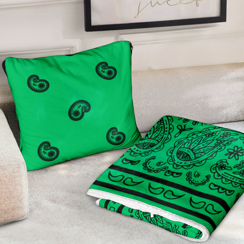 Pillow Blanket - Traditional Green and Black