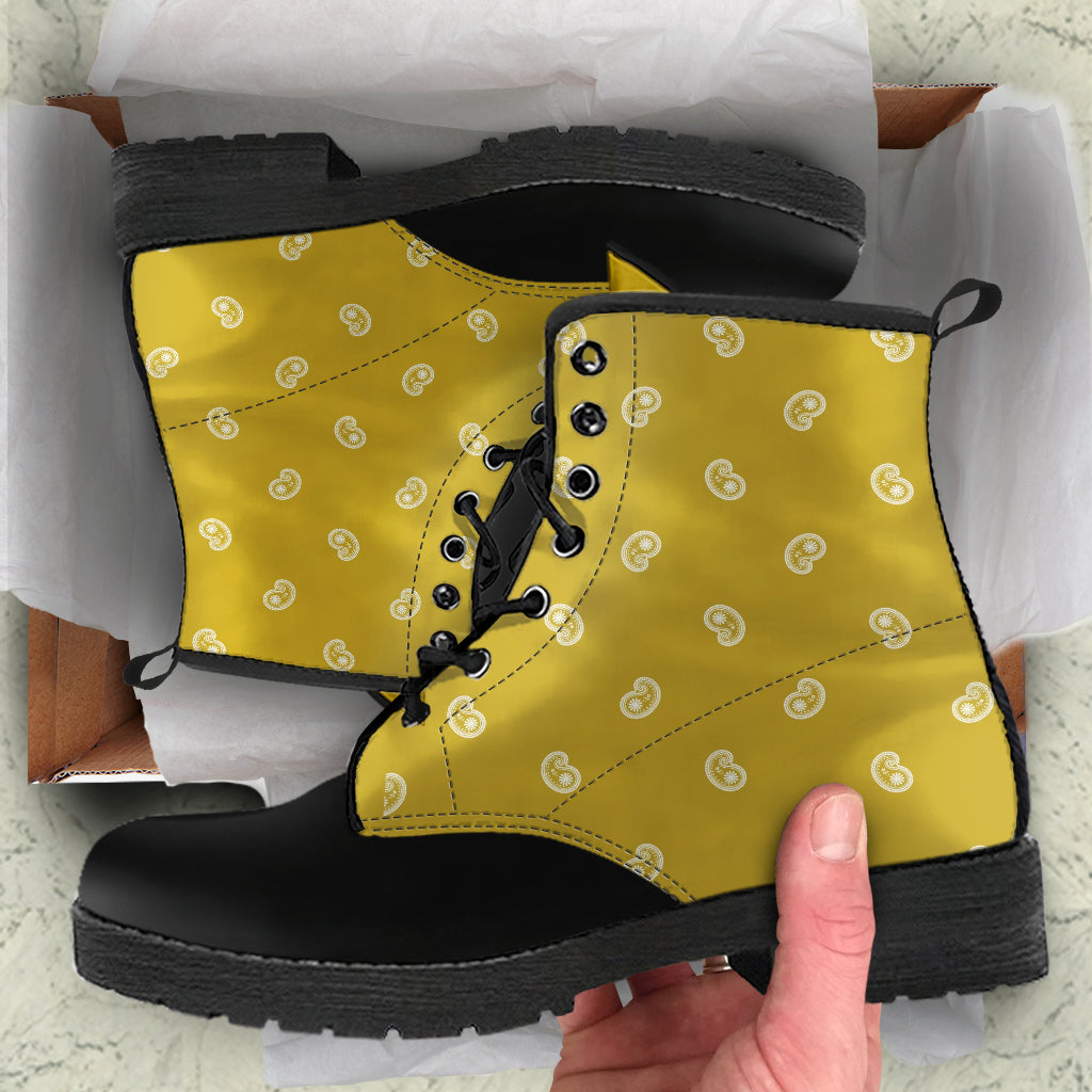 Women's Leather Bandana Boot - Black/Gold