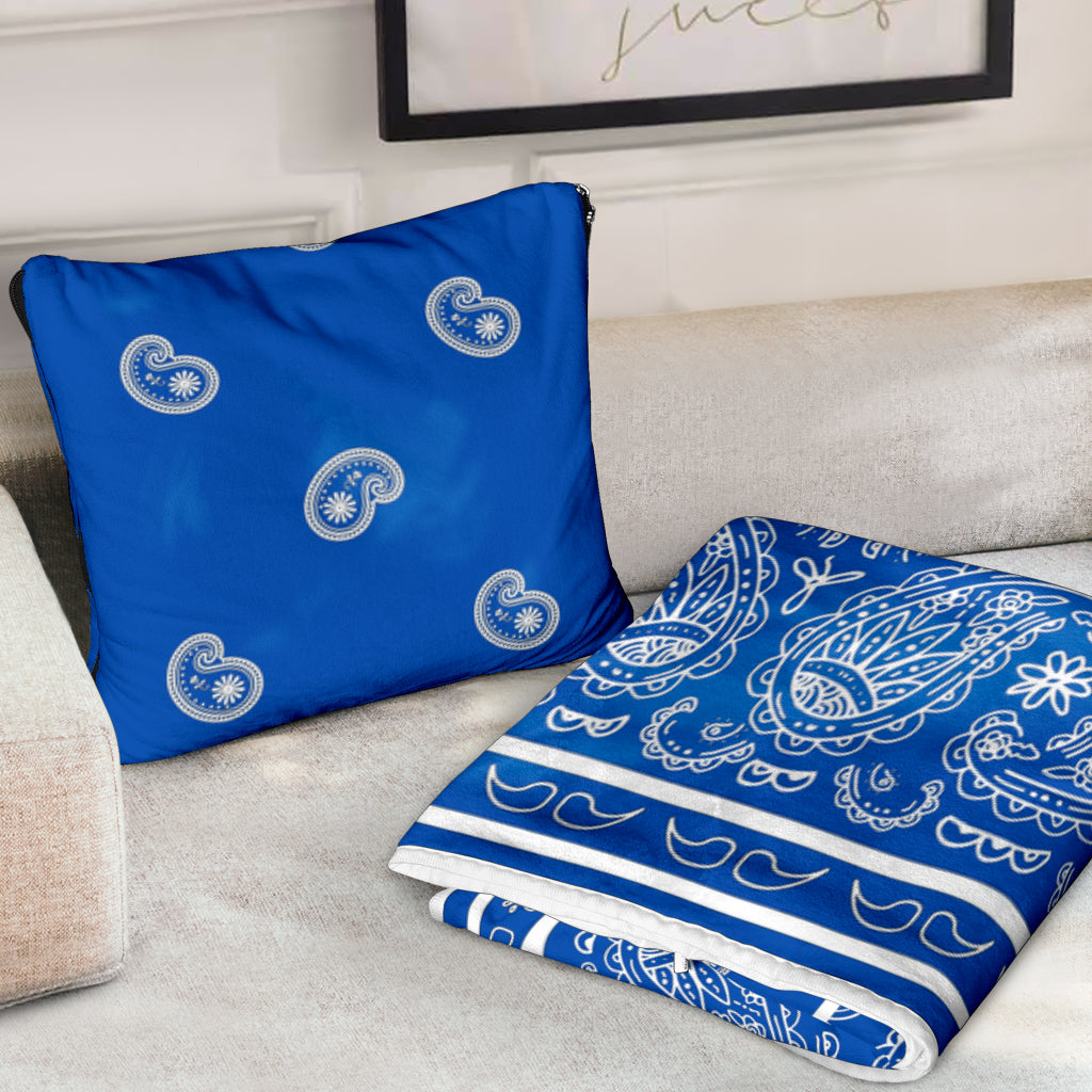 Pillow Blanket - Traditional Blue and White
