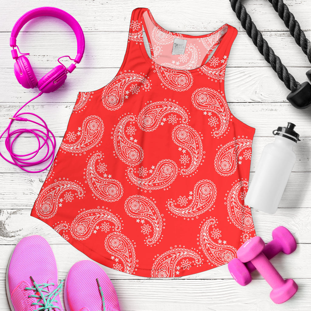 Women's Racerback Tank - Swirl Red/White