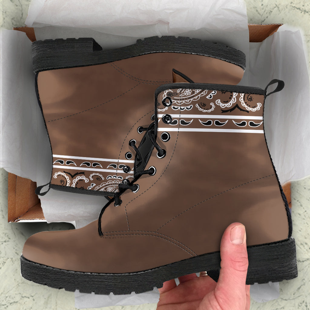 Banded Brown Leather Bandana Boot