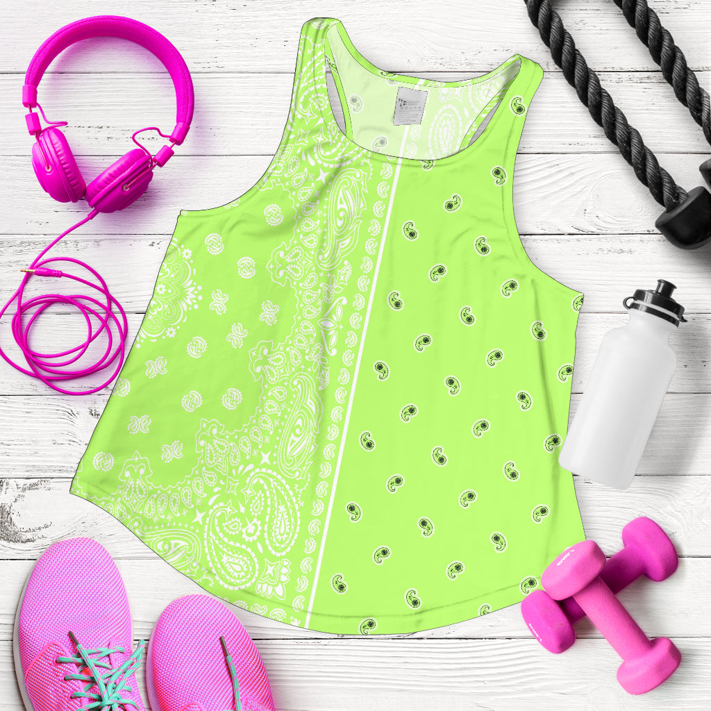 Women's Racerback Tank - Offset White on Lime
