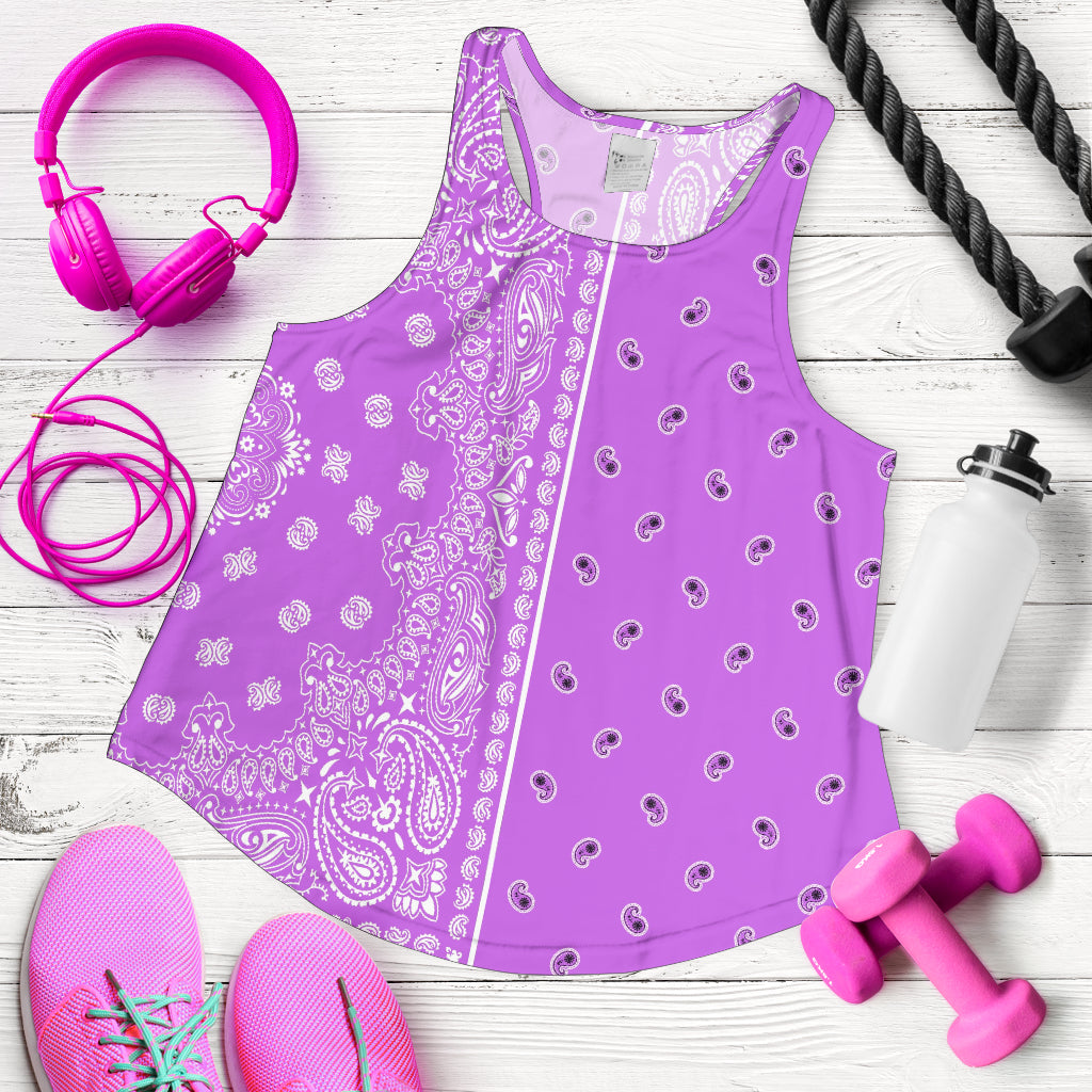 Women's Racerback Tank - Offset White on Magenta
