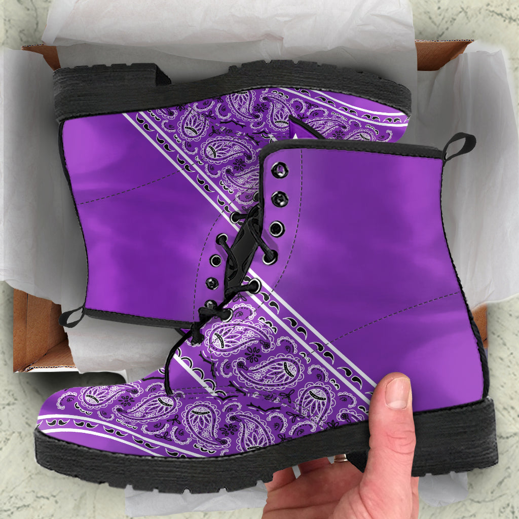 Flying V Leather Bandana Boot - Grape