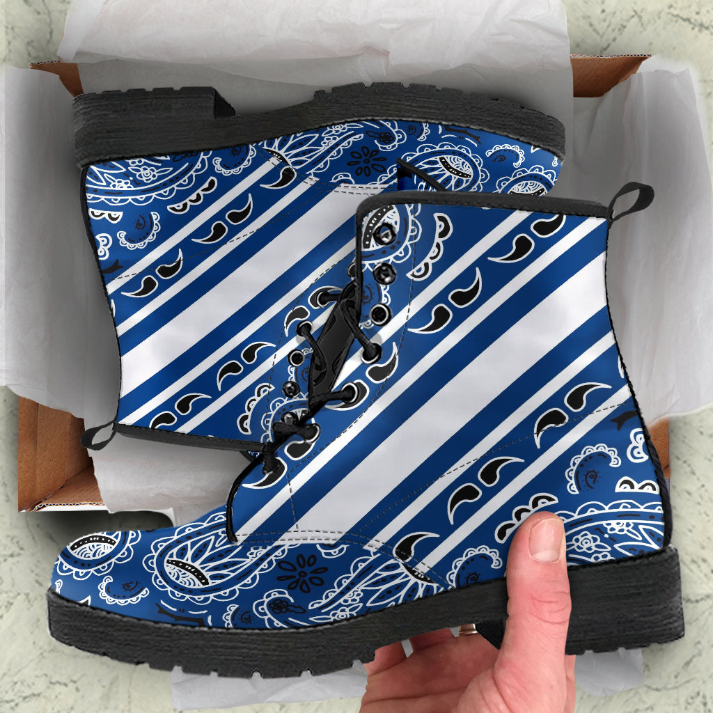 Bold Stripe Leather Navy Bandana Boot