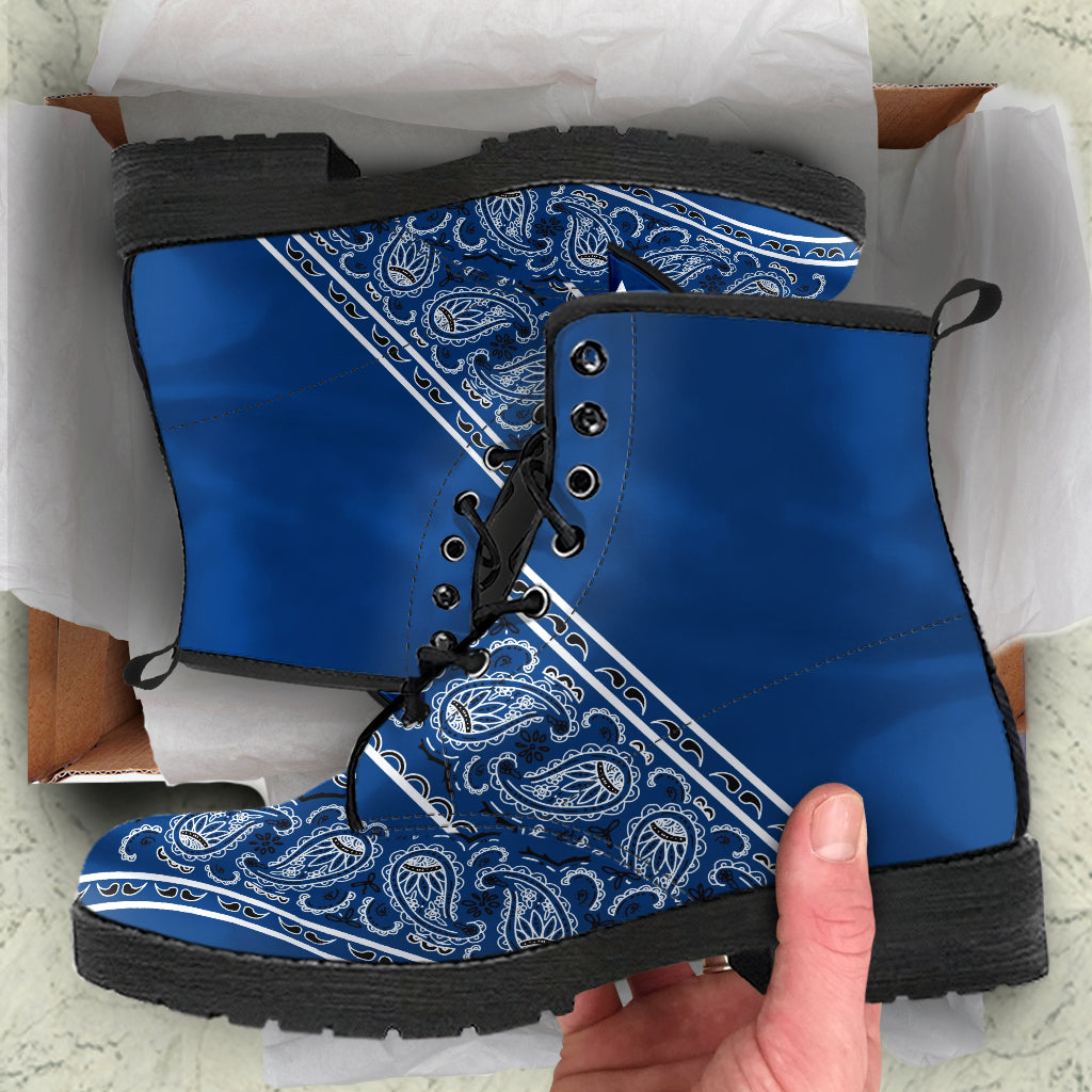 Flying V Leather Bandana Boot - Navy