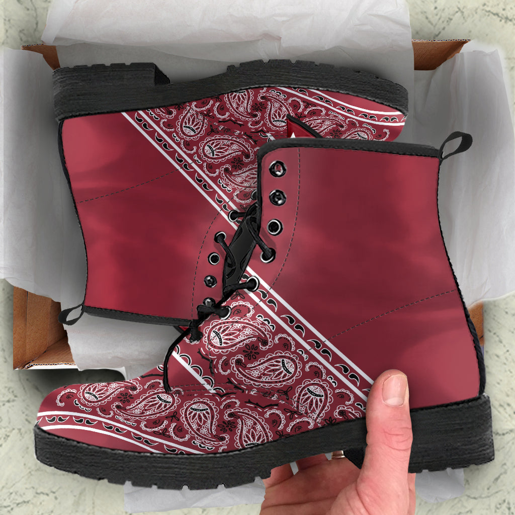 Flying V Leather Bandana Boot - Maroon