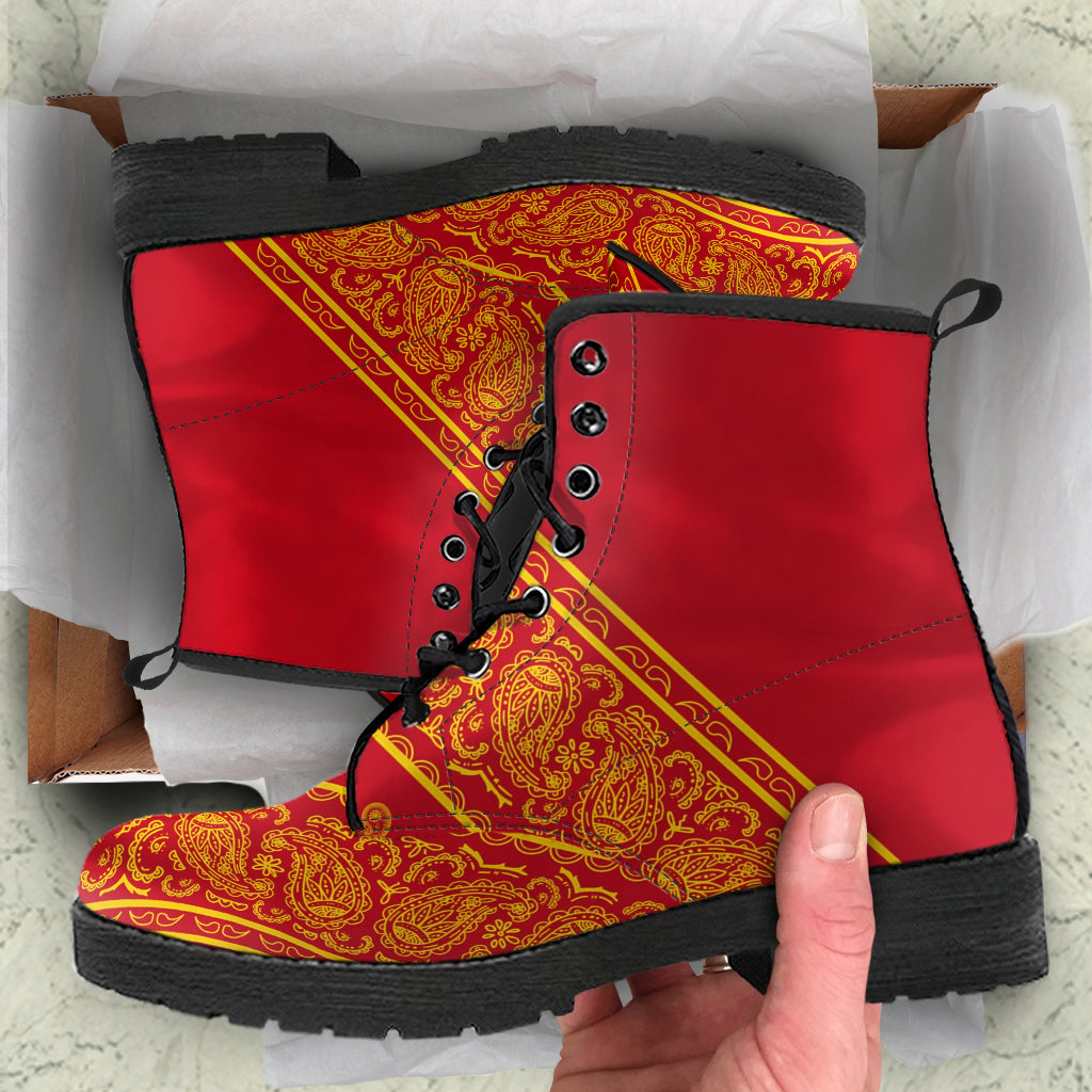 Flying V Red and Gold Leather Bandana Boot