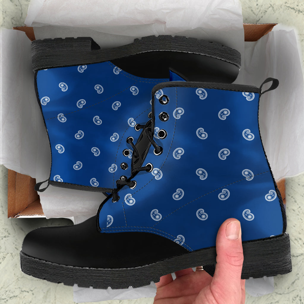 Men's Leather Bandana Boot -Black/Navy