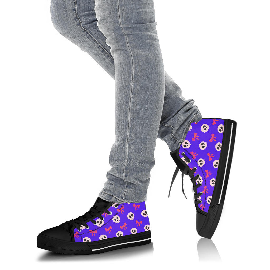 High Top Sneakers - Skulls and Bows Purple