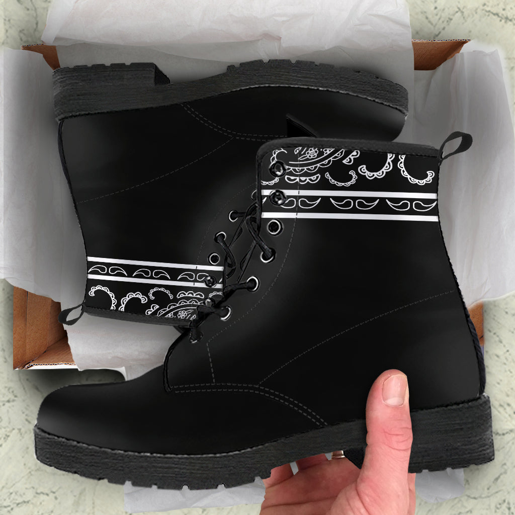Banded Black Leather Bandana Boot