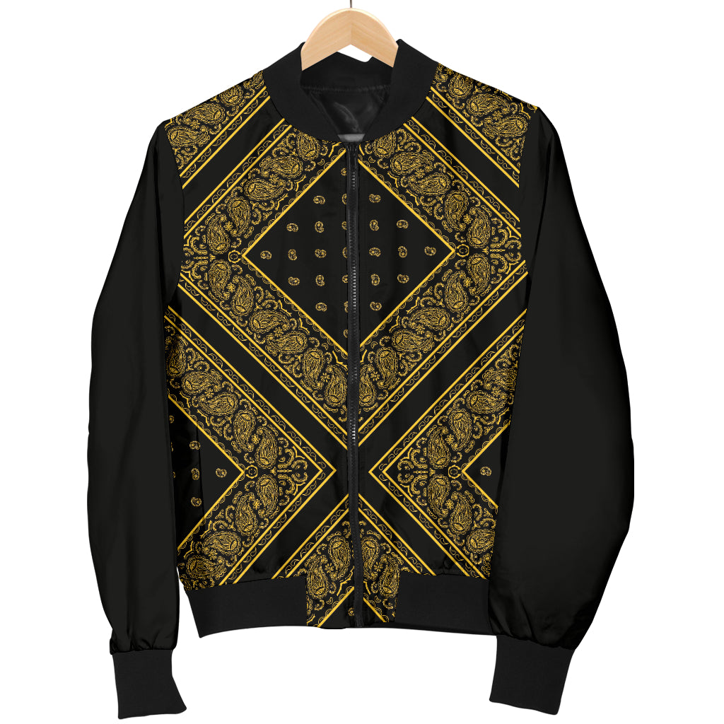 Men’s Yellow X Bandana Bomber Jacket – Premium Bandana Print Streetwear