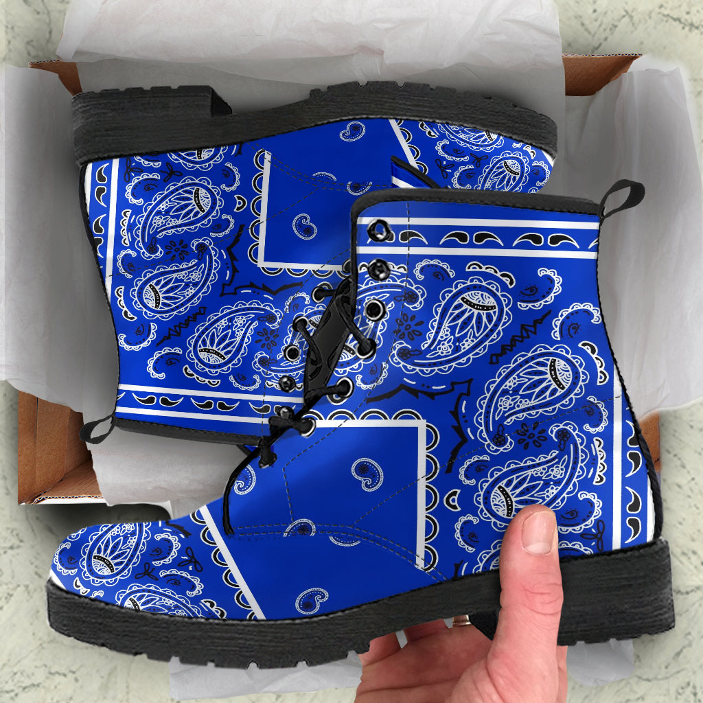 Women's Leather Bandana Boot - Cobalt