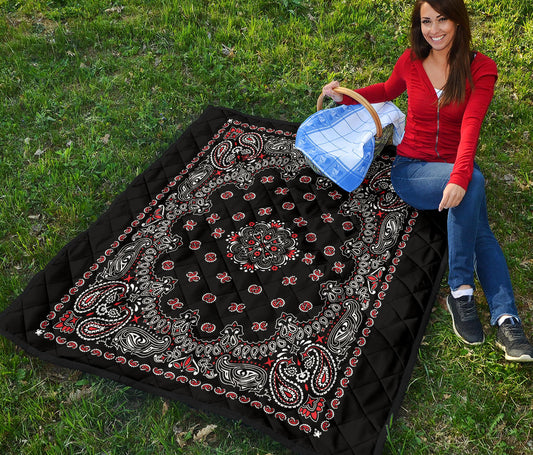 Quilt 2 Red White on Black Bandana Style