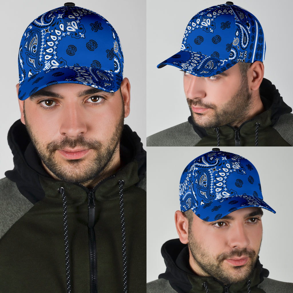 Classic Cap 2 - Black on Cobalt All Over Design