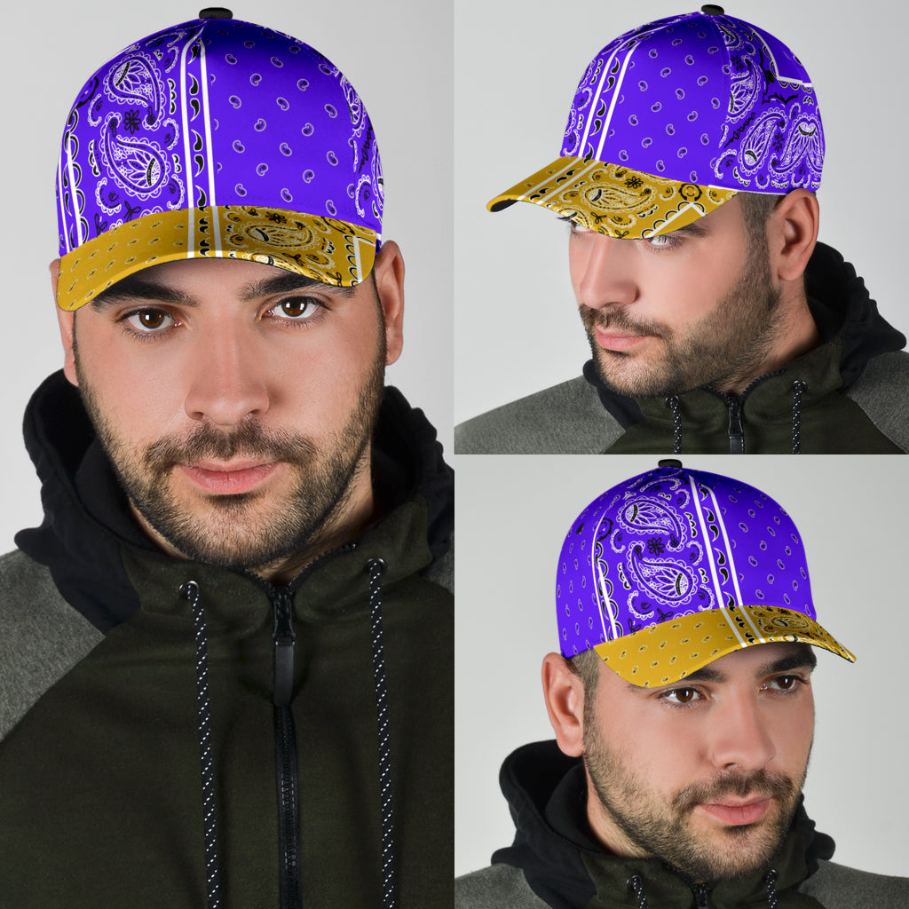 Classic Cap - Purple Bandana Style Gold Bill