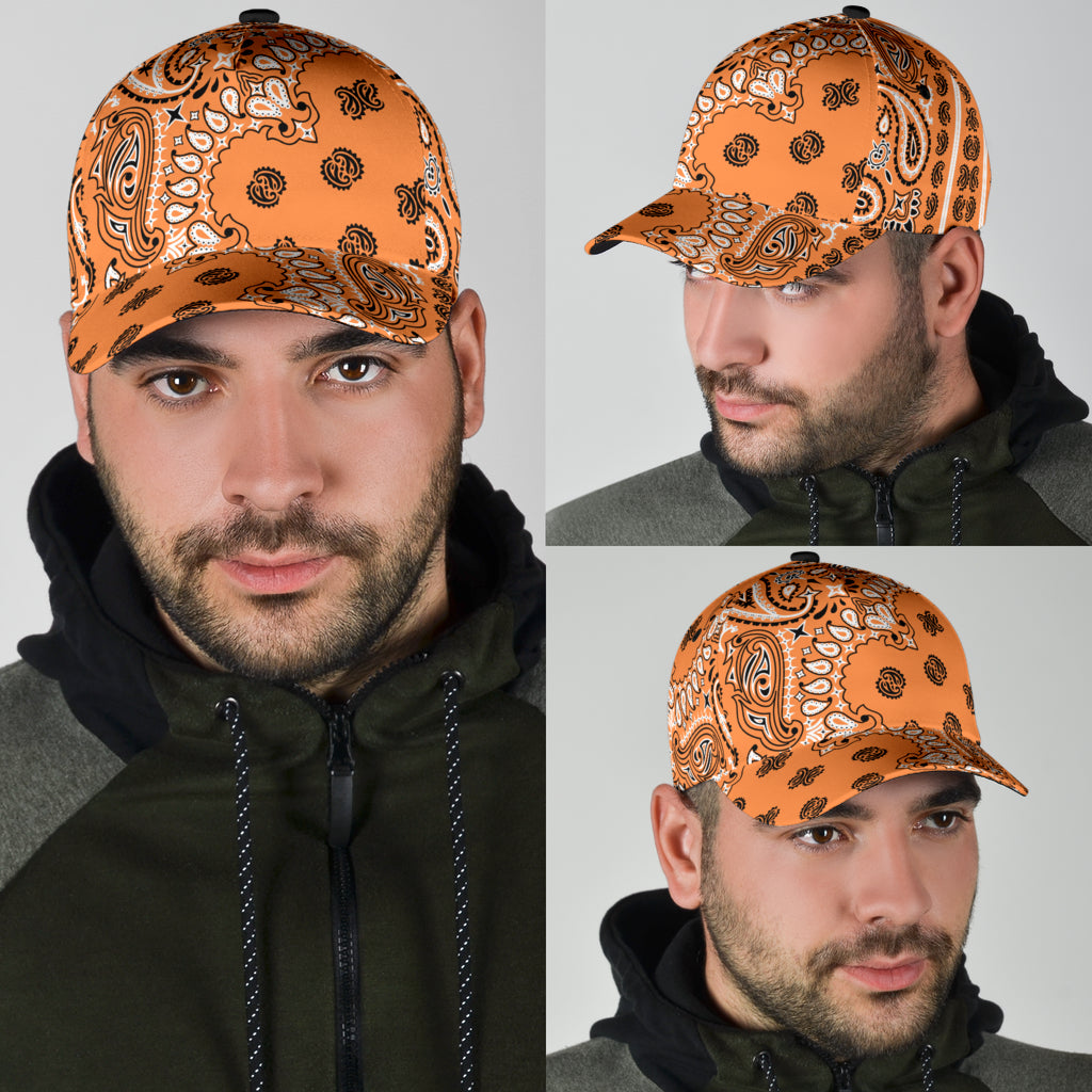 Classic Cap 2 - Black on Orange All Over Design