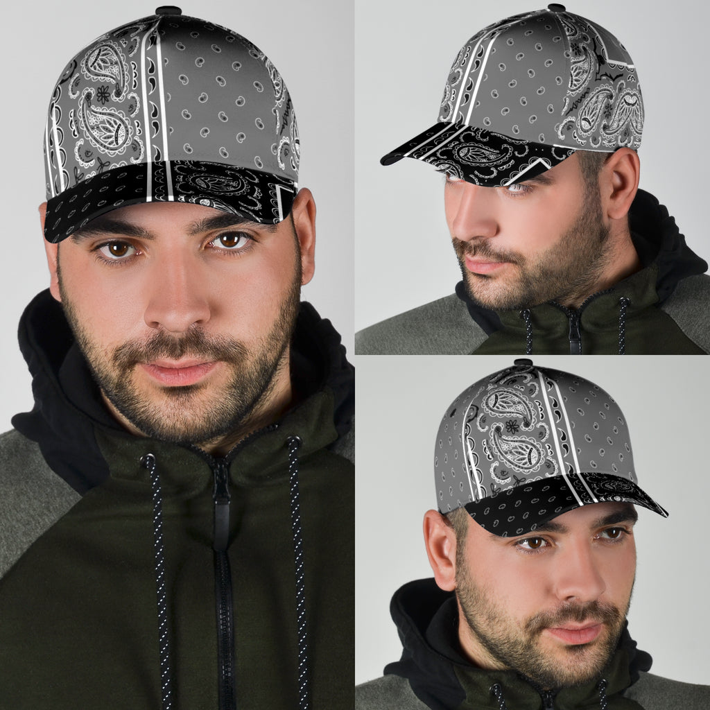 Classic Cap - Gray Bandana Style w Black