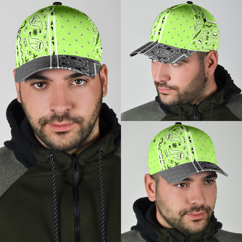 Classic Cap - Lime Bandana Style w Gray Bill