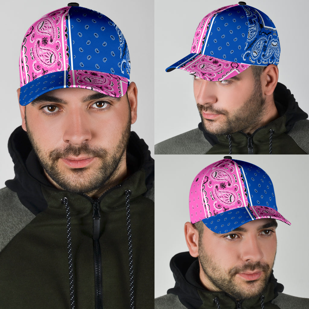 Classic Cap - Bandana Style Pink Blue Panels