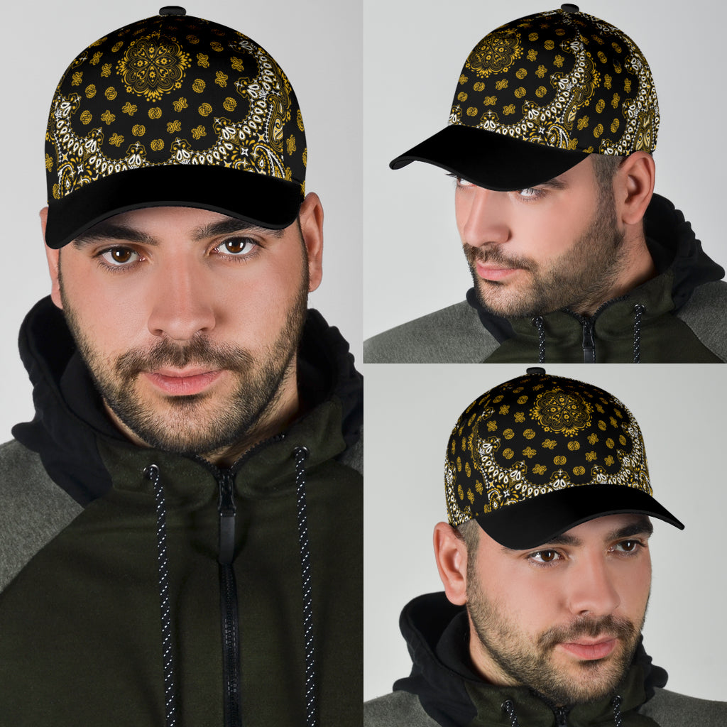 Classic Cap 2 - Gold on Black w Black Bill