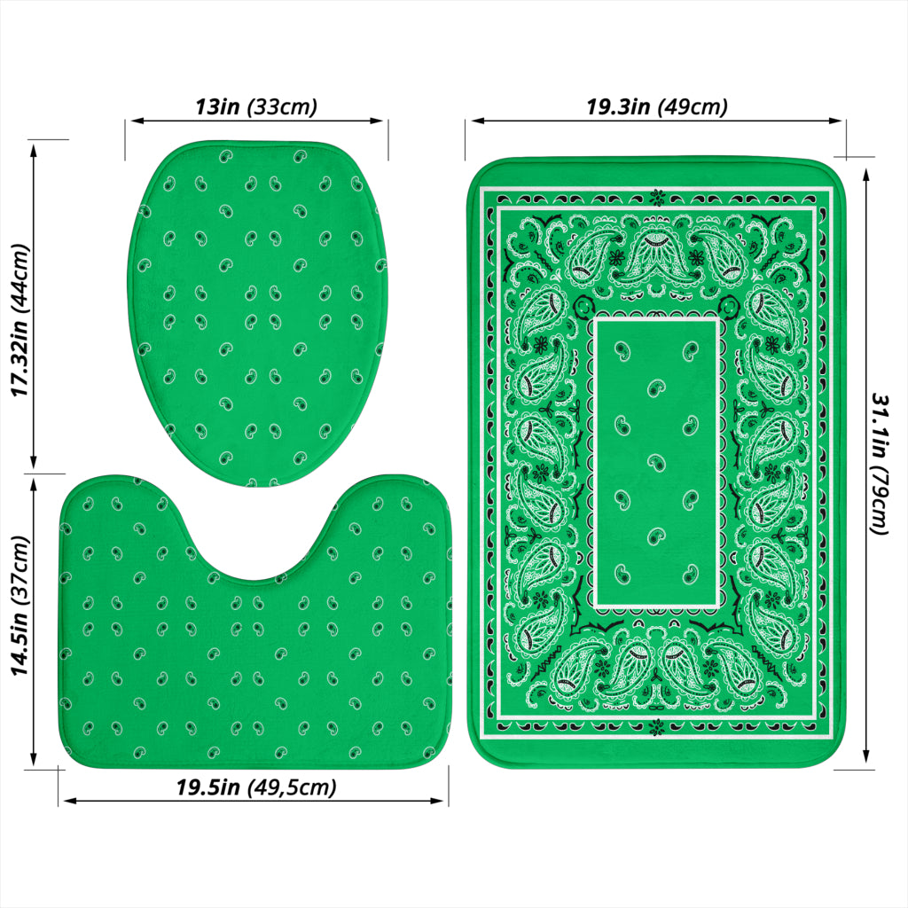 Bathroom Set - Green Bandana 3 Pieces