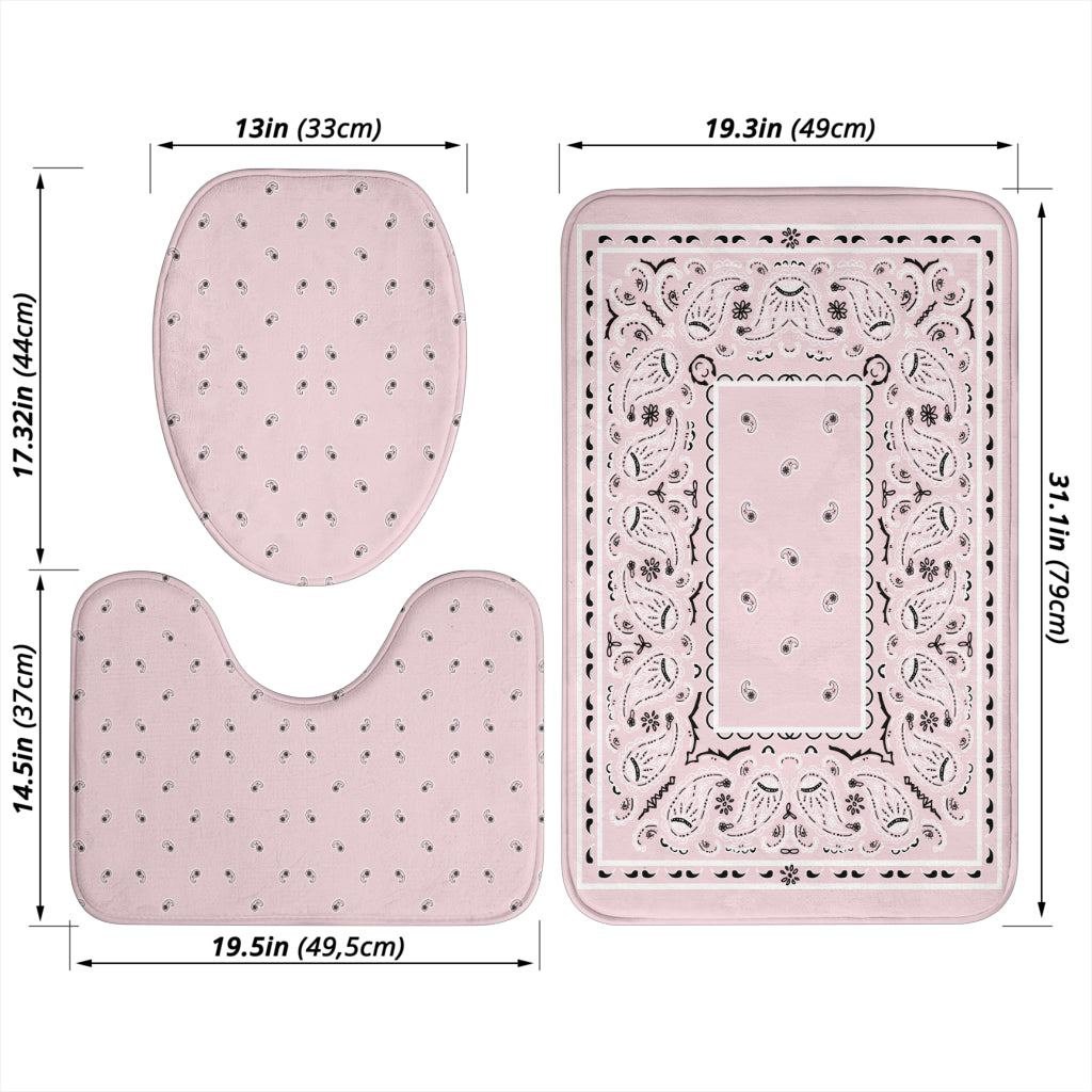Bathroom Set - Lt Pink Bandana 3 Pieces