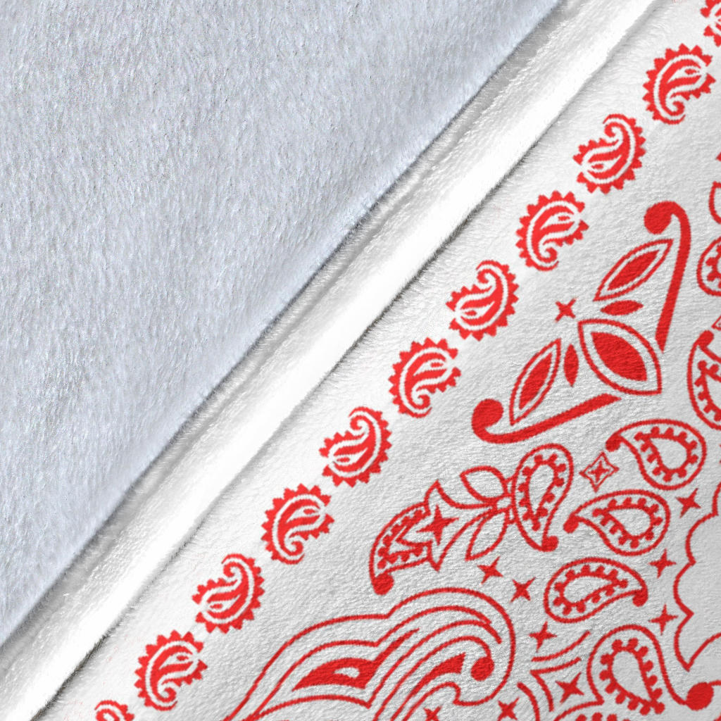 Ultra Plush 2 Red on White Bandana Throw Blanket