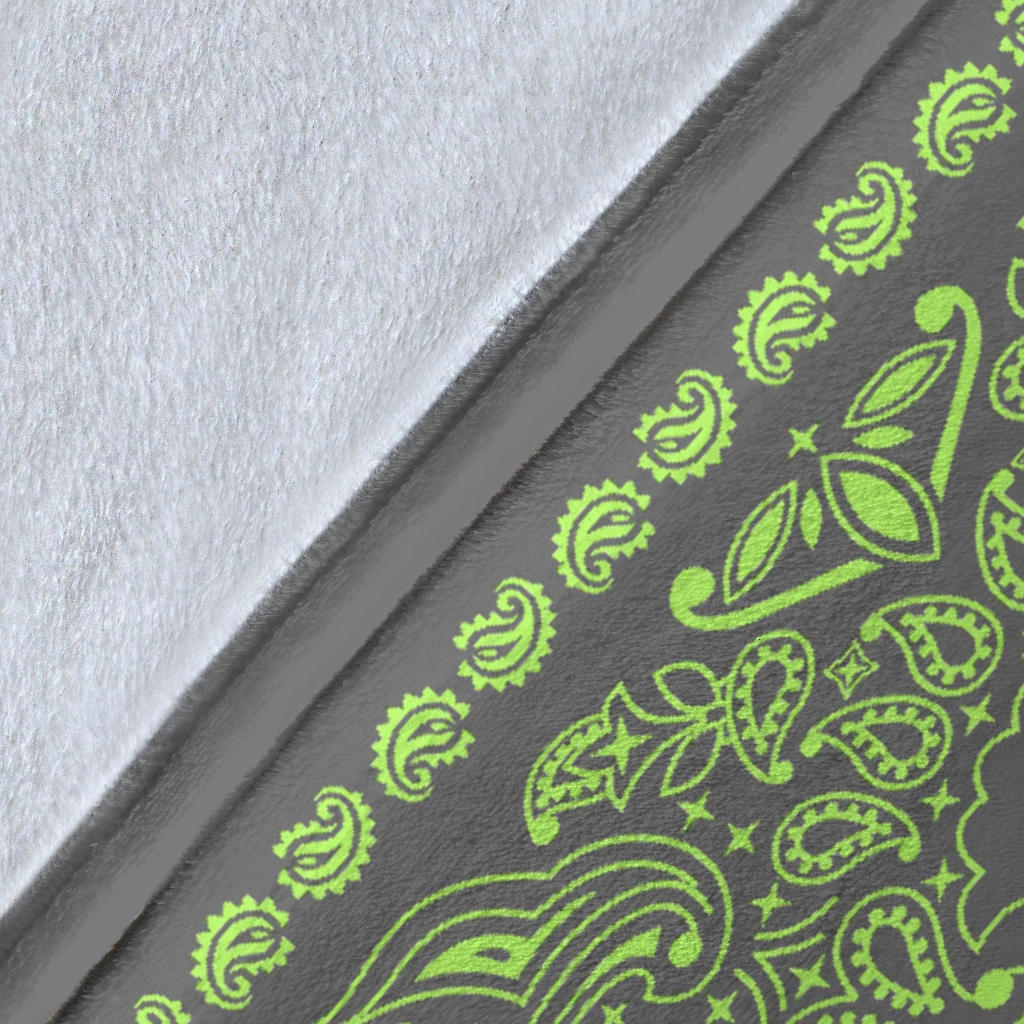 Ultra Plush 2 Lime on Gray Bandana Throw Blanket