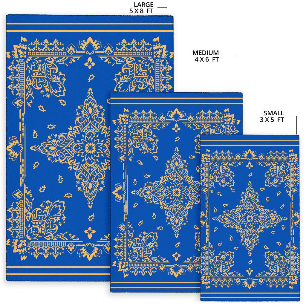 Area Rug Two - Peach on Cobalt