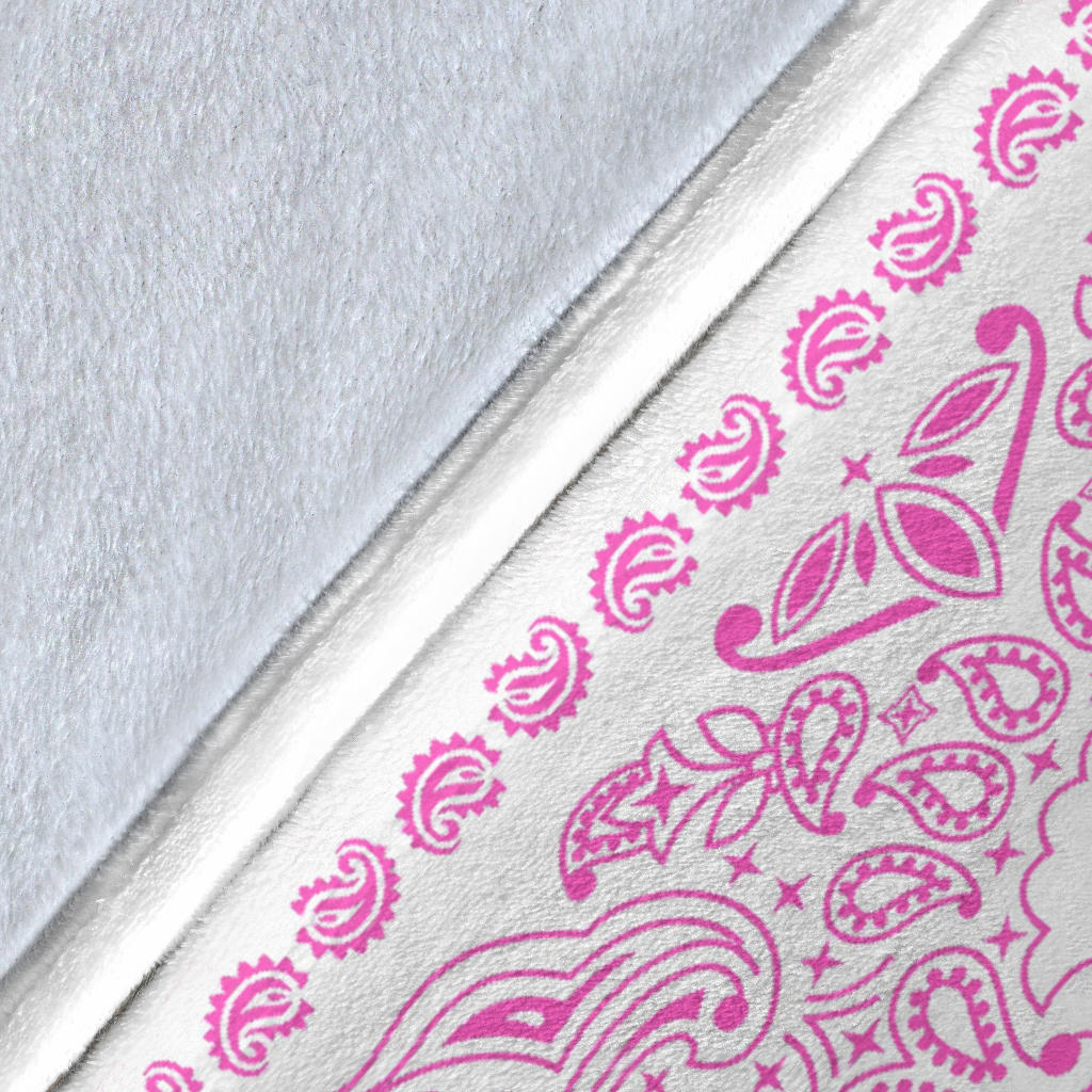 Ultra Plush 2 Pink on White Bandana Throw Blanket