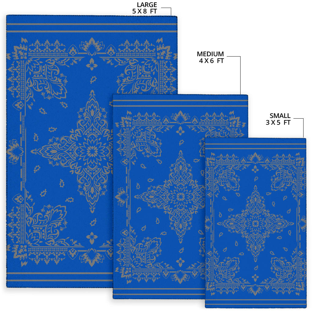 Area Rug Two - Gray on Cobalt